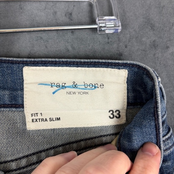 Rag & Bone Blue Slim Jeans with Distressed Look - Picture 3 of 11